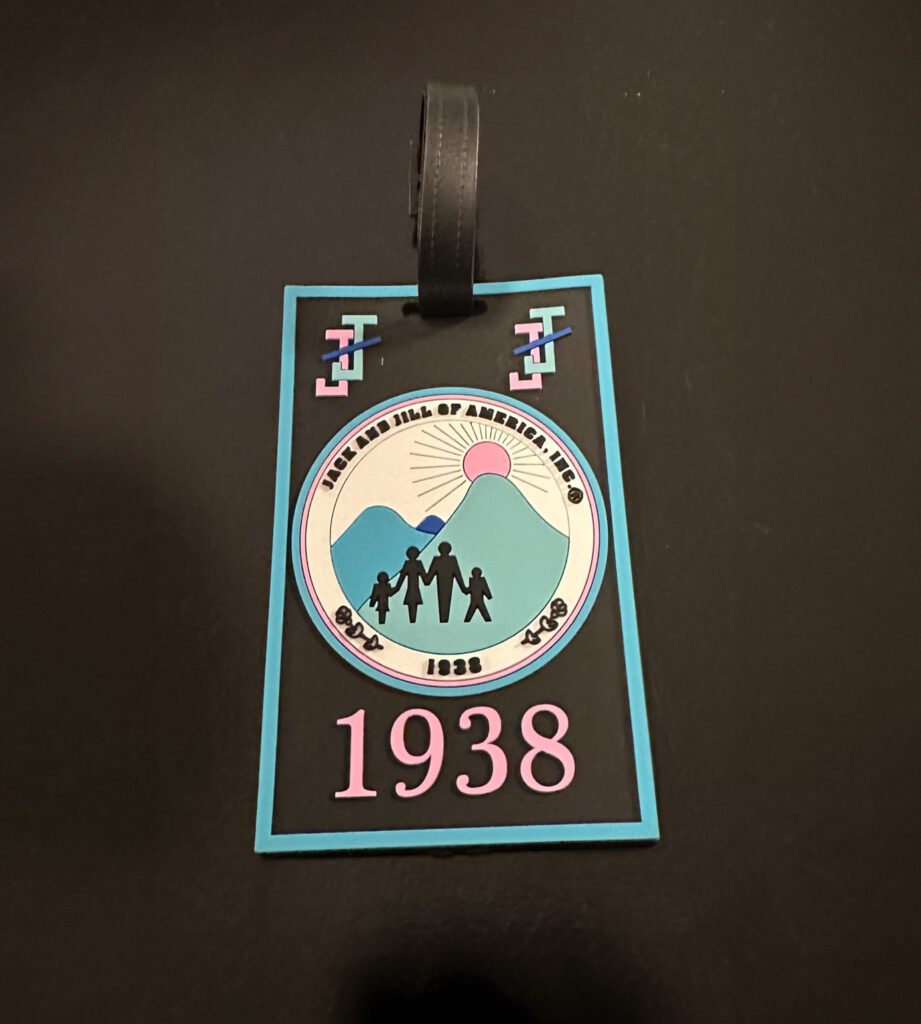 black luggage tag